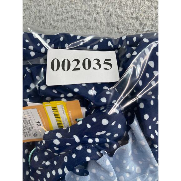 Kona Sol One Piece Swimsuit Women 18 Blue Polka Dot Padded Ruffle Adj Straps NWT - Picture 10 of 10